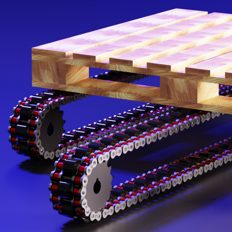 CORRENTE COM ROLO CENTRAL PARA TRANSPORTE DE PALETES - CONVEYOR CHAIN