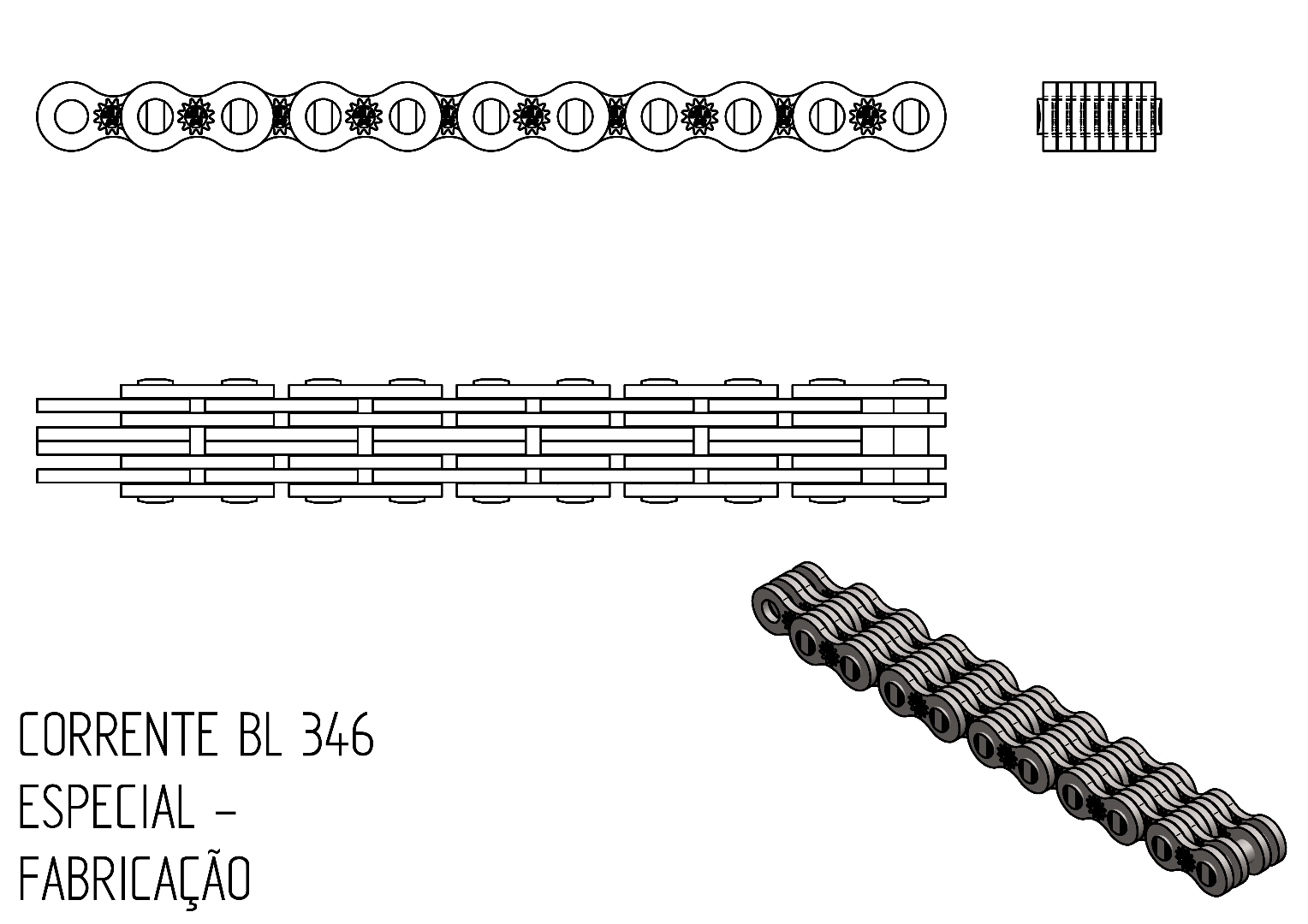 Correntes Especiais - CORRENTE ESPECIAL BL 346 - LEAF 346 - CHAIN LEAF 346 - CORRENTE DE EMPILHADEIRA BL 346 CORRENTE ESPECIAL BL 346 - LEAF 346 - CHAIN LEAF 346 - CORRENTE DE EMPILHADEIRA BL 346