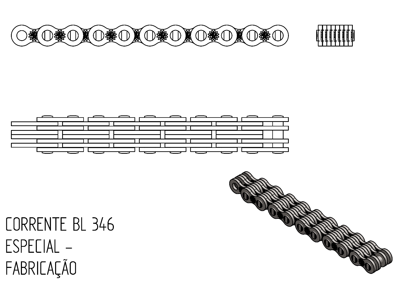 CORRENTE ESPECIAL BL 346 - LEAF 346 - CHAIN LEAF 346 - CORRENTE DE EMPILHADEIRA BL 346