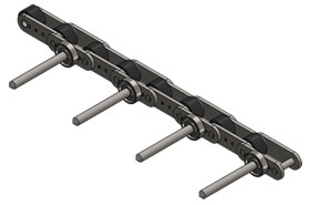 Correntes Especiais - corrente especial transportadora com pino prolongado lateral com rolamento corrente especial transportadora com pino prolongado lateral com rolamento
